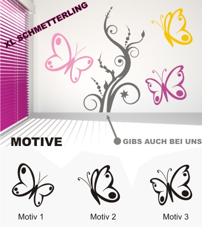 Wandtattoo Schmetterling   Butterfly   XL 15x15cm   W05  