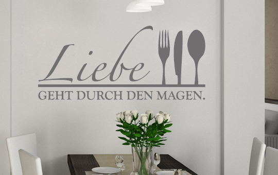 Wandkings Wandtattoo Spruch Liebe geht durch den Magen Küche 