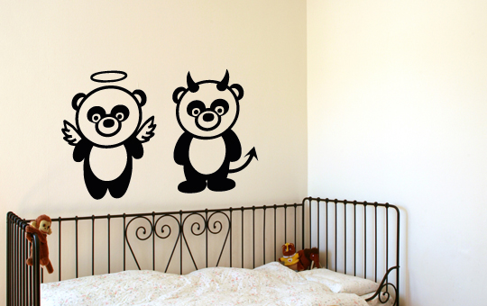 Wandkings Wandtattoo Panda Engel und Teufel Kinderzimmer Zoo 