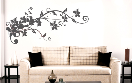 Wandkings Wandtattoo Blumenranke Blume Flower Pflanze Wohnzimmer 80x35 