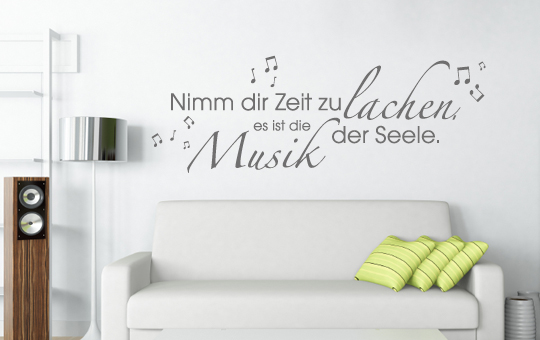 Wandkings Wandtattoo Spruch Zitat Zeit lachen Musik Wohnzimmer Music 