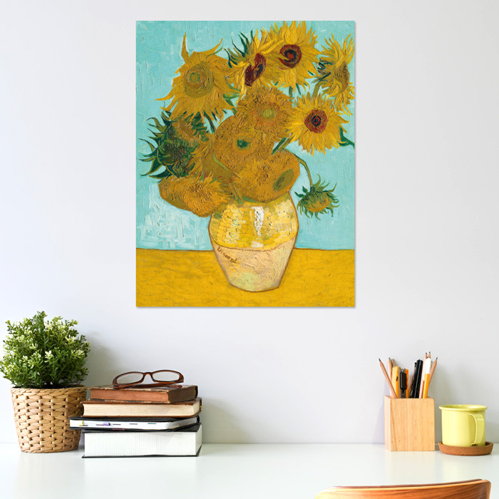 Poster Vincent van Gogh - Vase einer Zwölf in Sonnenblumen